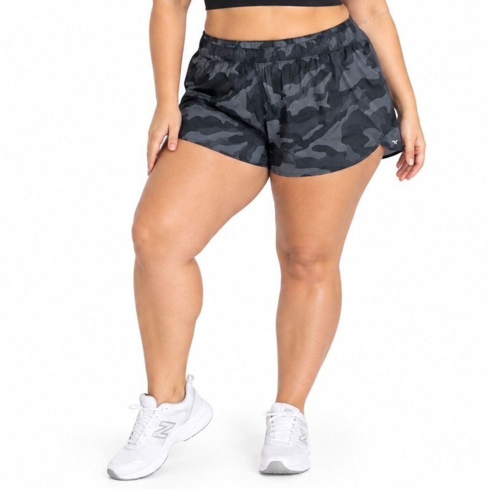 Old Navy Active Running Shorts Women XXL Gray Camo New StretchTech 3in Inseam